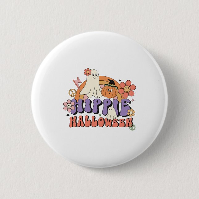 Fun Halloween Designs Hippie Halloween Retro 2 Inch Round Button (Front)