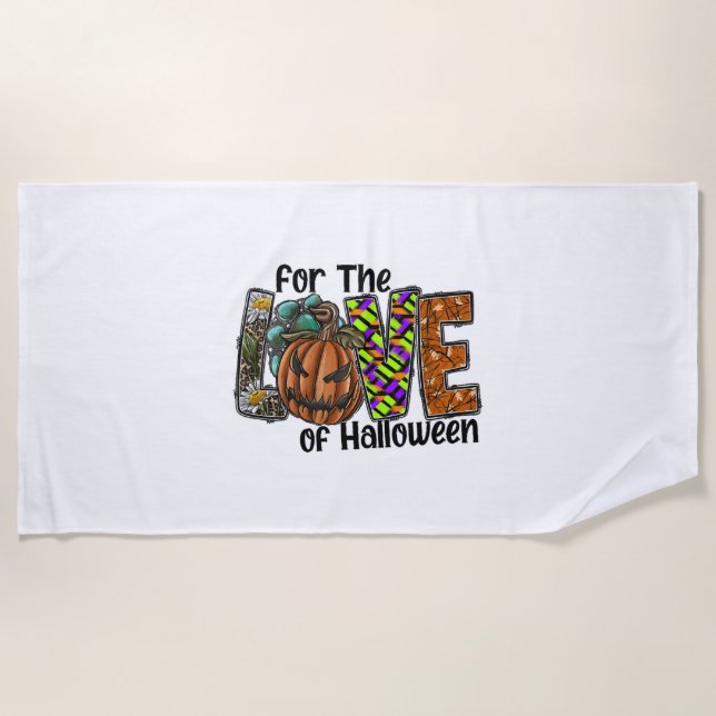 Fun Halloween Designs Hippie Halloween Retro Beach Towel (Front)