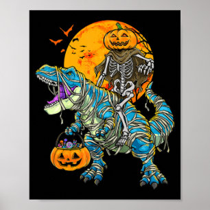 Fun Halloween Dinosaur T Rex Mummy Pumpkin Candy S Poster