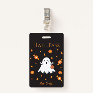 Fun Halloween Ghost Hall Pass Badge
