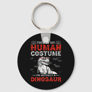 Fun Halloween Gifts Cute Dinosaur This Is My Human Keychain