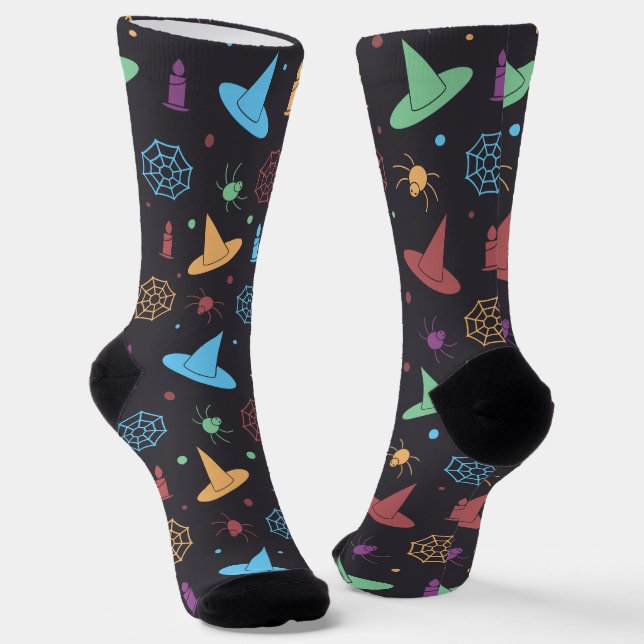 Fun Halloween Graphics Pattern  Socks (Angled)