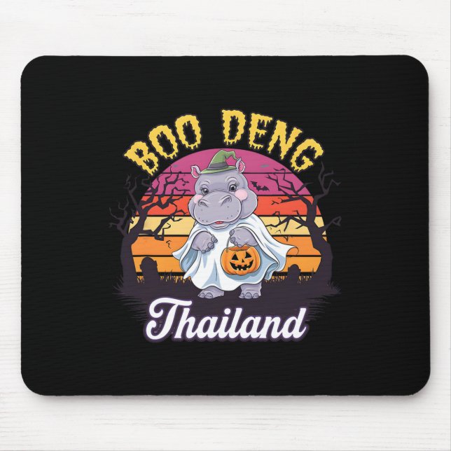 Fun Halloween Moo Deng Hippo Baby  Mouse Pad (Front)