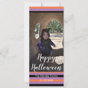 Fun Halloween Orange Black Photo Card