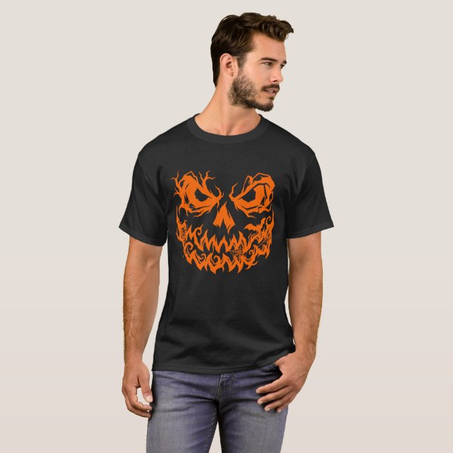 Fun Halloween orange pumpkin face T-Shirt (Front Full)