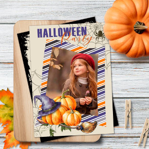 Fun Halloween Party Beige Invitation with Photo