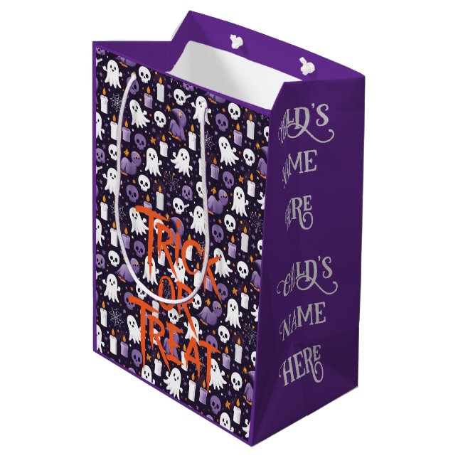 Fun Halloween Pattern On Trick Or Treat / Medium Gift Bag (Back Angled)