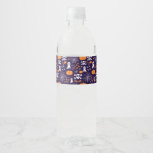 Fun Halloween Pattern Water Bottle Label