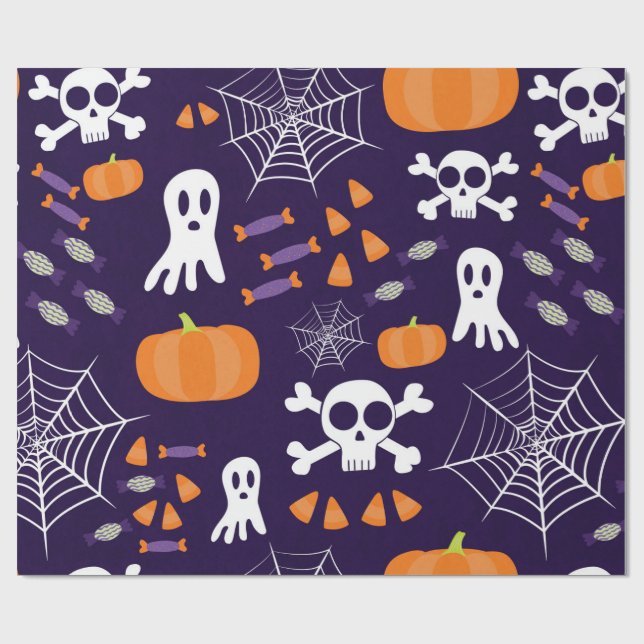 Fun Halloween Pattern Wrapping Paper (Flat)