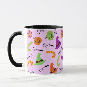 Fun Halloween Patterned Purple Background Mug