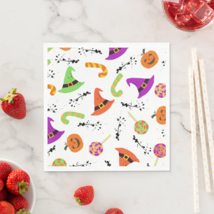 Fun Halloween Patterned White Background Napkin