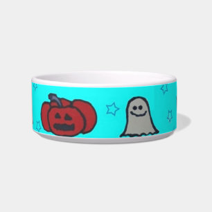 Fun Halloween Print on Blue  Bowl