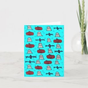 Fun Halloween Print on Blue  Card