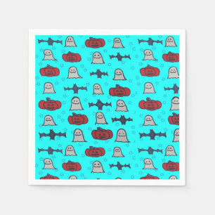 Fun Halloween Print on Blue Napkin