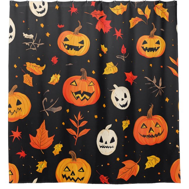 Fun Halloween Pumpkin and Leaves Print (Front)