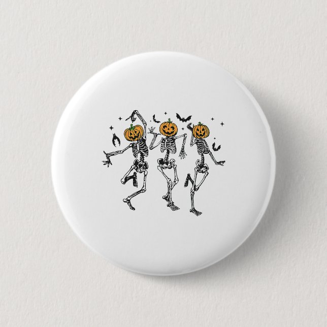 Fun Halloween Pumpkin Dancing Skeleton Costume Wom 2 Inch Round Button (Front)