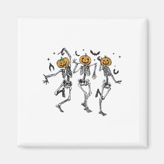 Fun Halloween Pumpkin Dancing Skeleton Costume Wom Magnet (Front)