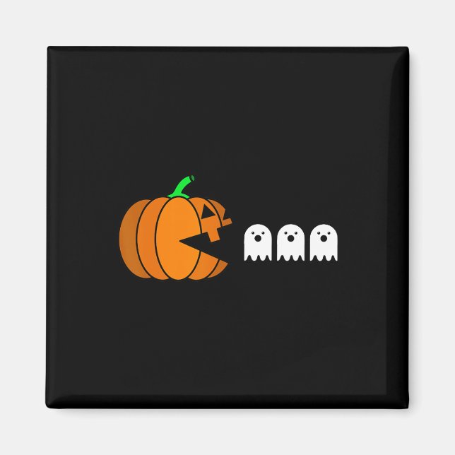 Fun Halloween Pumpkin Eating Ghost Magnet (Front)