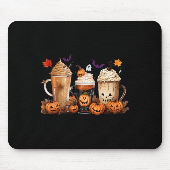Fun Halloween Pumpkin Spice Latte Coffee Fall Wome Mouse Pad (Front)