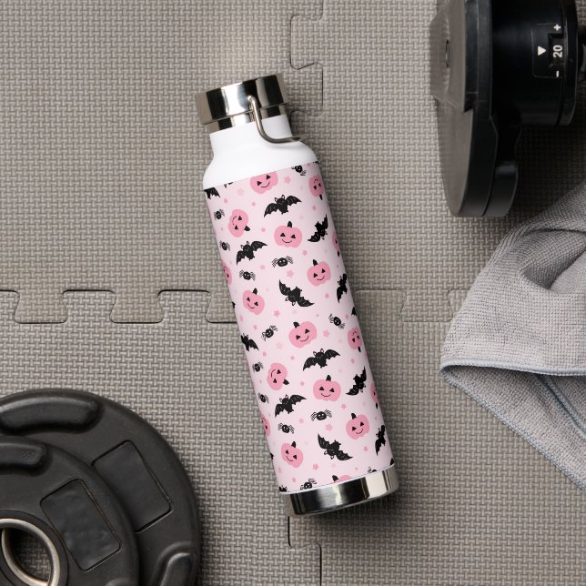 Fun Halloween Pumpkins and Bat Pattern  Water Bottle (Gym)