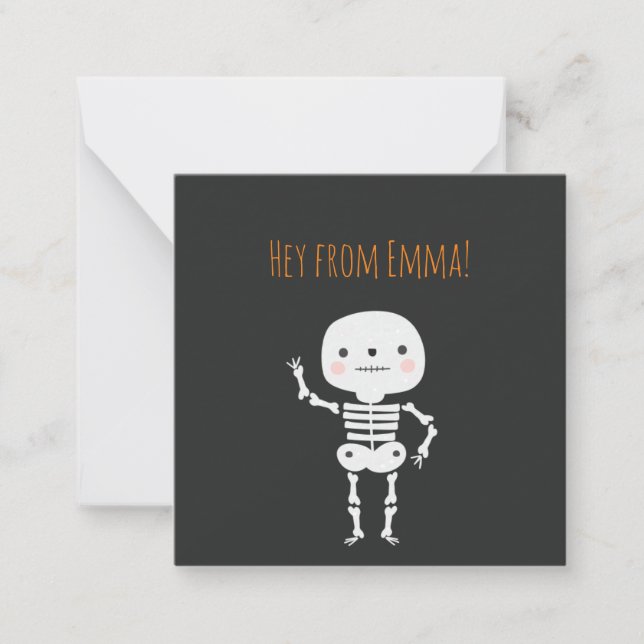 Fun Halloween Skeleton Grey Personalizable Custom Card (Front)