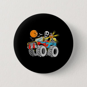 Fun Halloween Skeleton Monster-Truck Kids Boys Tod 2 Inch Round Button