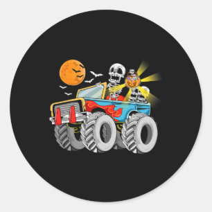 Fun Halloween Skeleton Monster-Truck Kids Boys Tod Classic Round Sticker