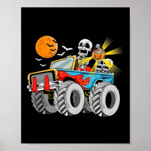 Fun Halloween Skeleton Monster-truck Kids Boys Tod Poster