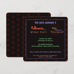 Fun Halloween Spiderweb Black Holiday Party Invitation
