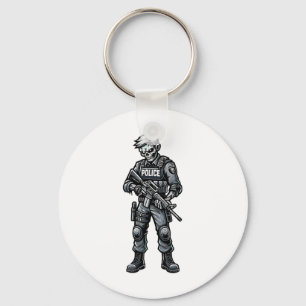 Fun Halloween Tactical Zombie Creepy Police Office Keychain