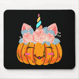 Fun Halloween Thanksgiving Cute Unicorn Pumpkin Co Mouse Pad