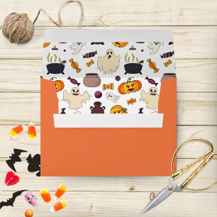 Fun Halloween Themed Illustrations Orange Envelope