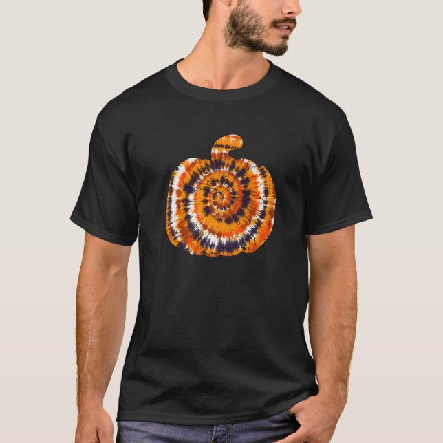Fun Halloween Tie Dye Pumpkin  Hippie Aesthetic Ar T-Shirt (Front)