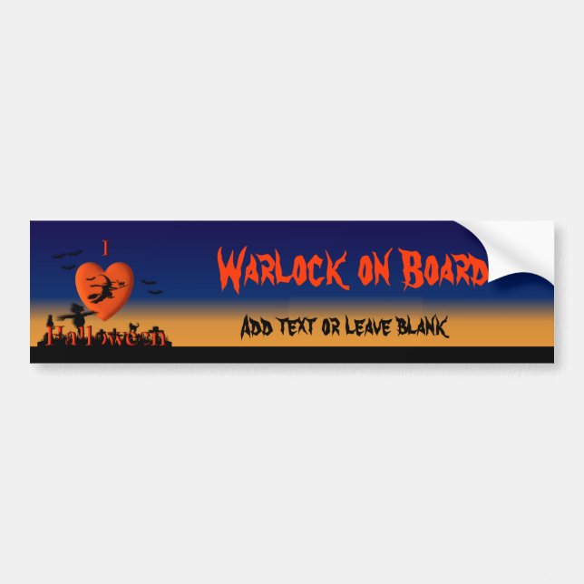 Fun Halloween Warlock on Board Bumper Sticker (Front)