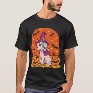 Fun Halloween Witchy Unicorn Cute Witch Pumpkin Fo T-Shirt