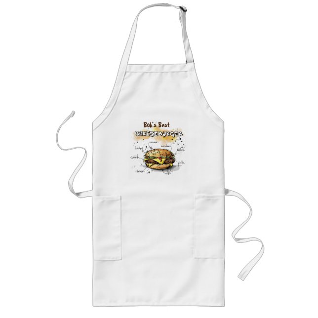 Fun Hamburger Art Personalized Grilling Apron (Front)