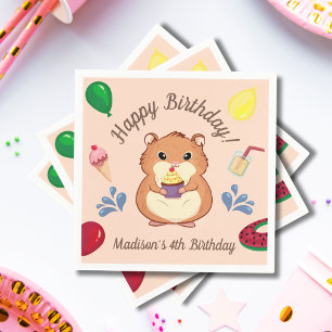 Fun Hamster Birthday Pool Party Napkin