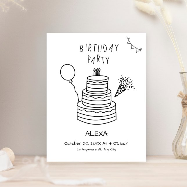 Fun hand drawn birthday cake  invitation (Creator Uploaded)