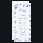 Fun Hand Drawn Blue Stripes Italian Menu<br><div class="desc">Bring Italian flair to your celebration with this blue stripes hand drawn Italian menu. Featuring whimsical doodles, playful script, and Mediterranean-inspired stripes, this menu card is perfect for a Ciao Bambino theme, Italian bridal shower, baby shower, or family dinner party. Personalize with your courses to give guests a stylish preview...</div>