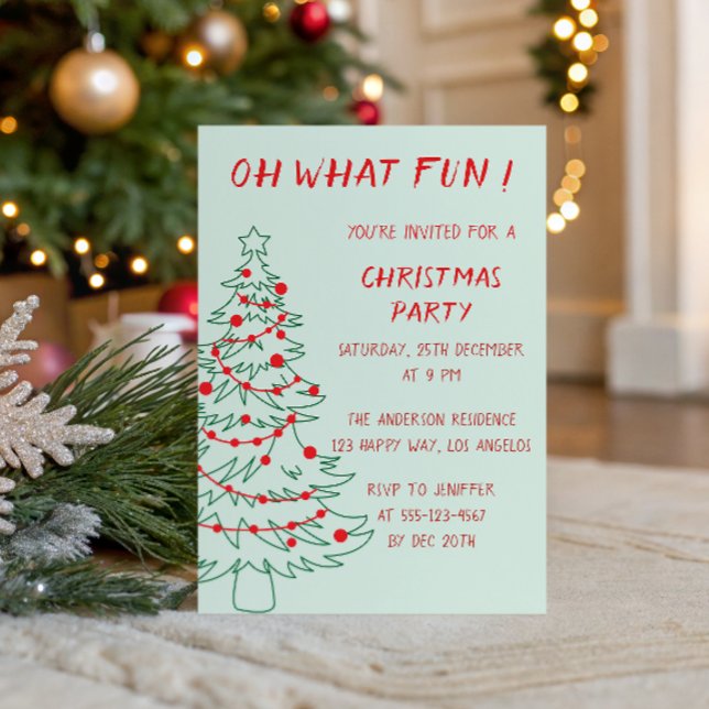 Fun Hand Drawn Christmas Party Invitation (Creator Uploaded)