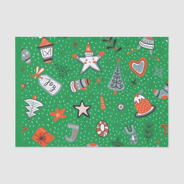 FUN HAND DRAWN KIDS CHRISTMAS DESIGN TISSUE PAPER  (Front)
