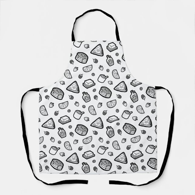 Fun Hand-drawn Pancake All-Over Pattern Apron (Front)