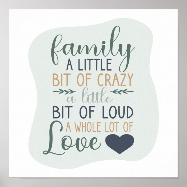 Fun Hand Lettered Colour Editable Family Quote Poster (Front)