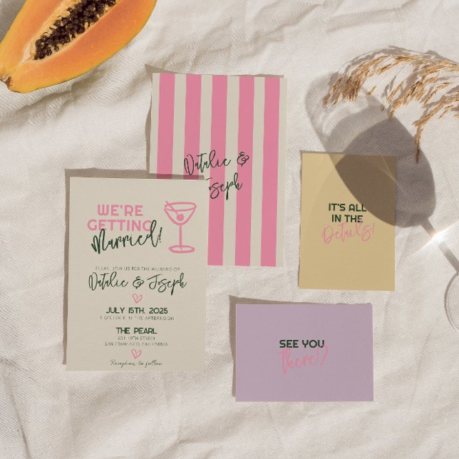 Fun Handwritten Whimsical Pastel Summer Wedding  Invitation (Creator Uploaded)