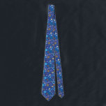 Fun Hanukkah Blue Tie Colourful Stars of David<br><div class="desc">This is a fun way to dress for the holidays! This Hanukkah star print is colourful,  and the blue background make those stars pop and look extra festive!

Fiona Stokes Gilbert
All Rights Reserved</div>