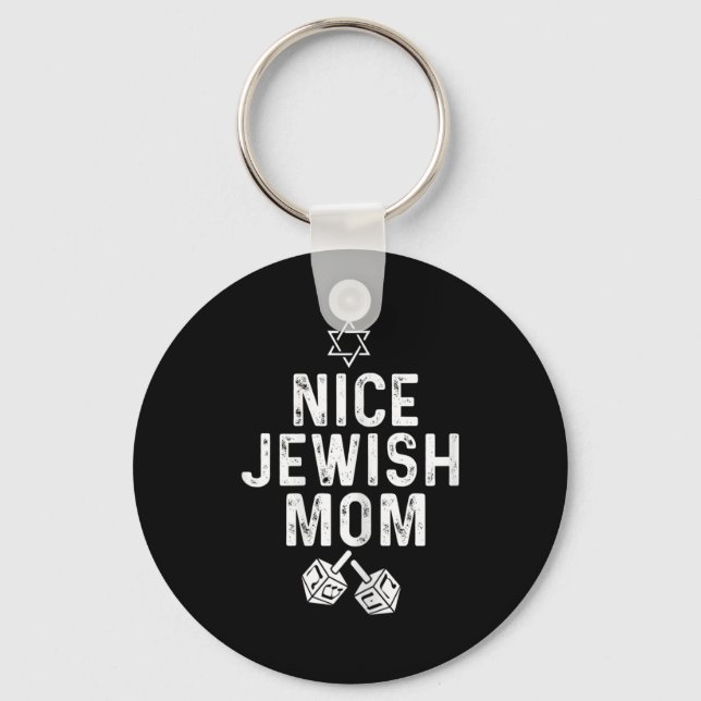 Fun Hanukkah Dreidel Star For Nice Jewish Mom  Keychain (Front)