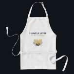 Fun Hanukkah / Festival of Lights Latke To Do Standard Apron<br><div class="desc">"I Have a Latke to do Today" is a fun Hanukkah / Festival of lights design with a little play on Hanukkah words. {Cute, right?} The typography is modern block in navy blue combined with modern script in gold. The graphic is a watercolor menorah with a cute floral bouquet of...</div>