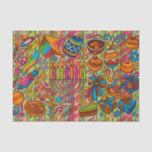 Fun Hanukkah Motifs All Blue Tissue Paper