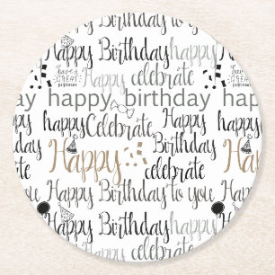 Fun Happy Balloons Birthday Round Paper Coaster