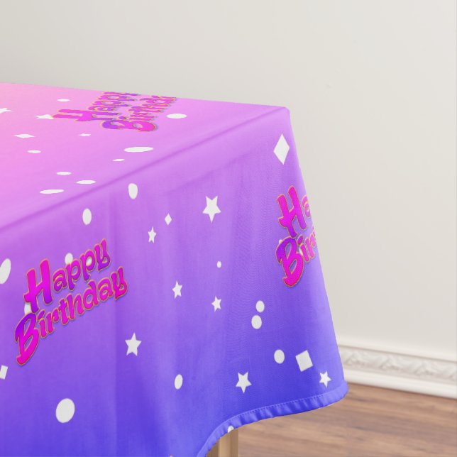 Fun Happy Birthday on Pink and Gold Gradient Tablecloth (In Situ)